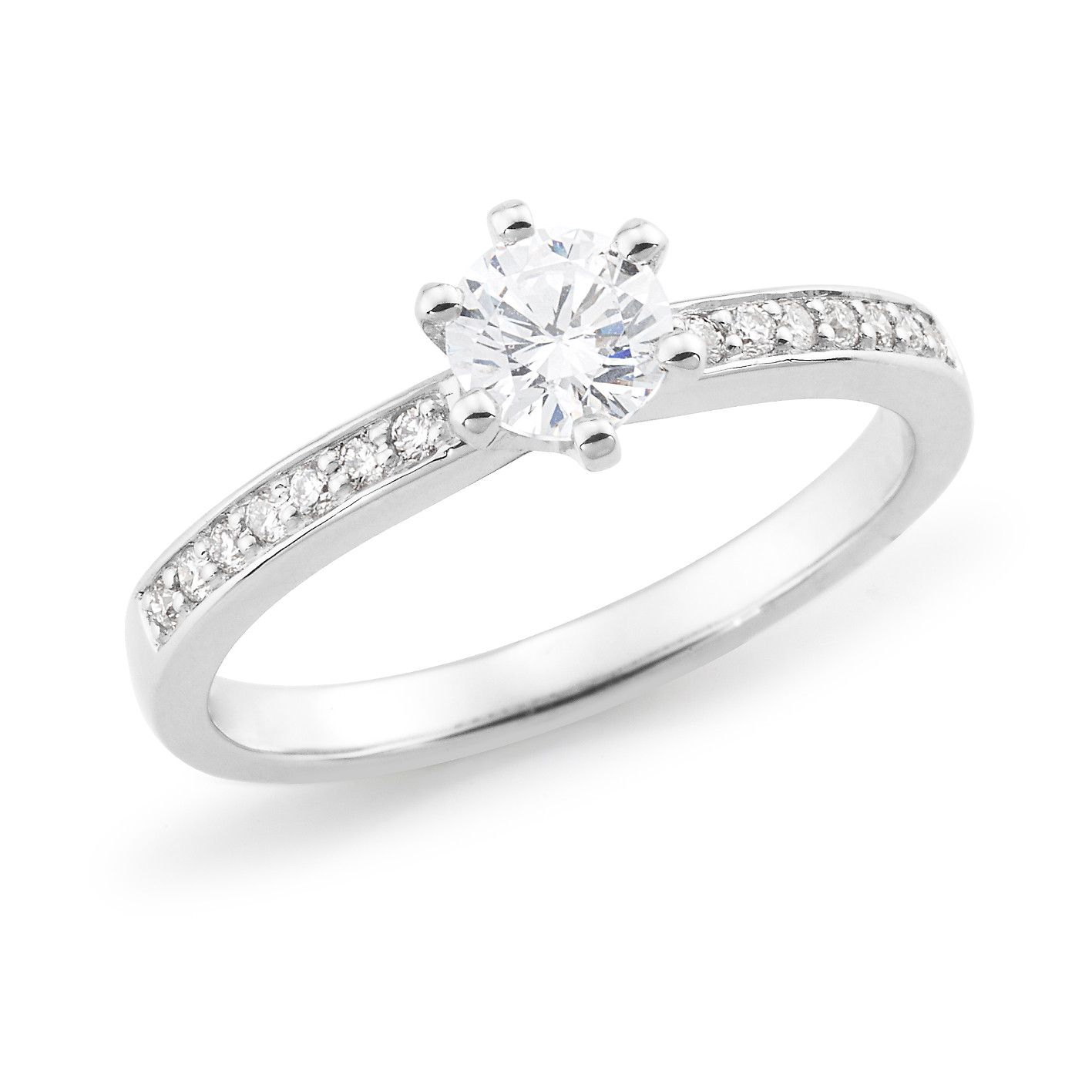 Diamond Claw/Bead Engagement Ring in 18ct White Gold. Centre 1 x 0.50ct ...