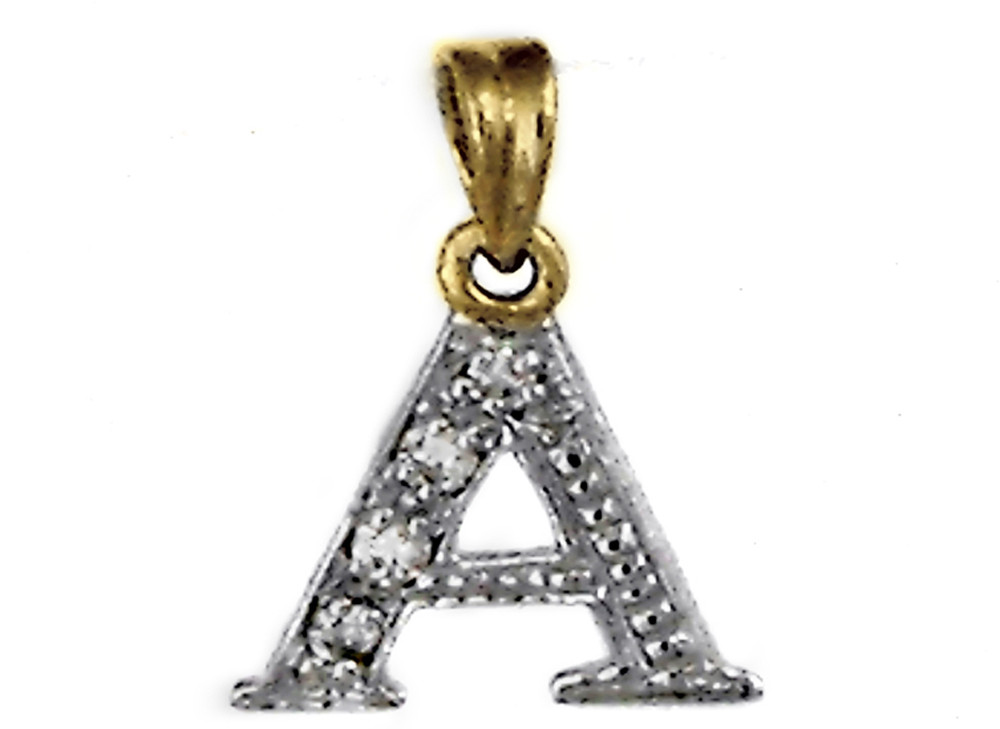 9ct White Gold Diamond Script Letter A, 15mm, set with 11D=0.04ct TDW ...
