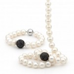 White_Lava_Beads_Pearl_Bracelet_Necklace_Set